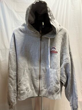Enza UConn Basketball Full Zip Hoodie Gray Oversized 2X